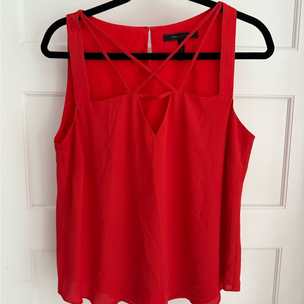 BCBGMaxAzria Red Crisscross Tank Top